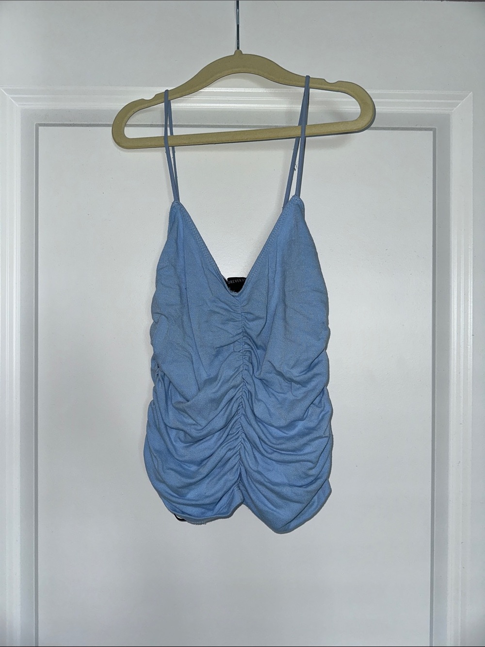 Forever 21 Light Blue Ruched Spaghetti Strap Camisole